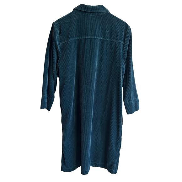 J. Jill Corduroy Shirt Dress 3/4 Sleeve Peacock Green M - Picture 7 of 11